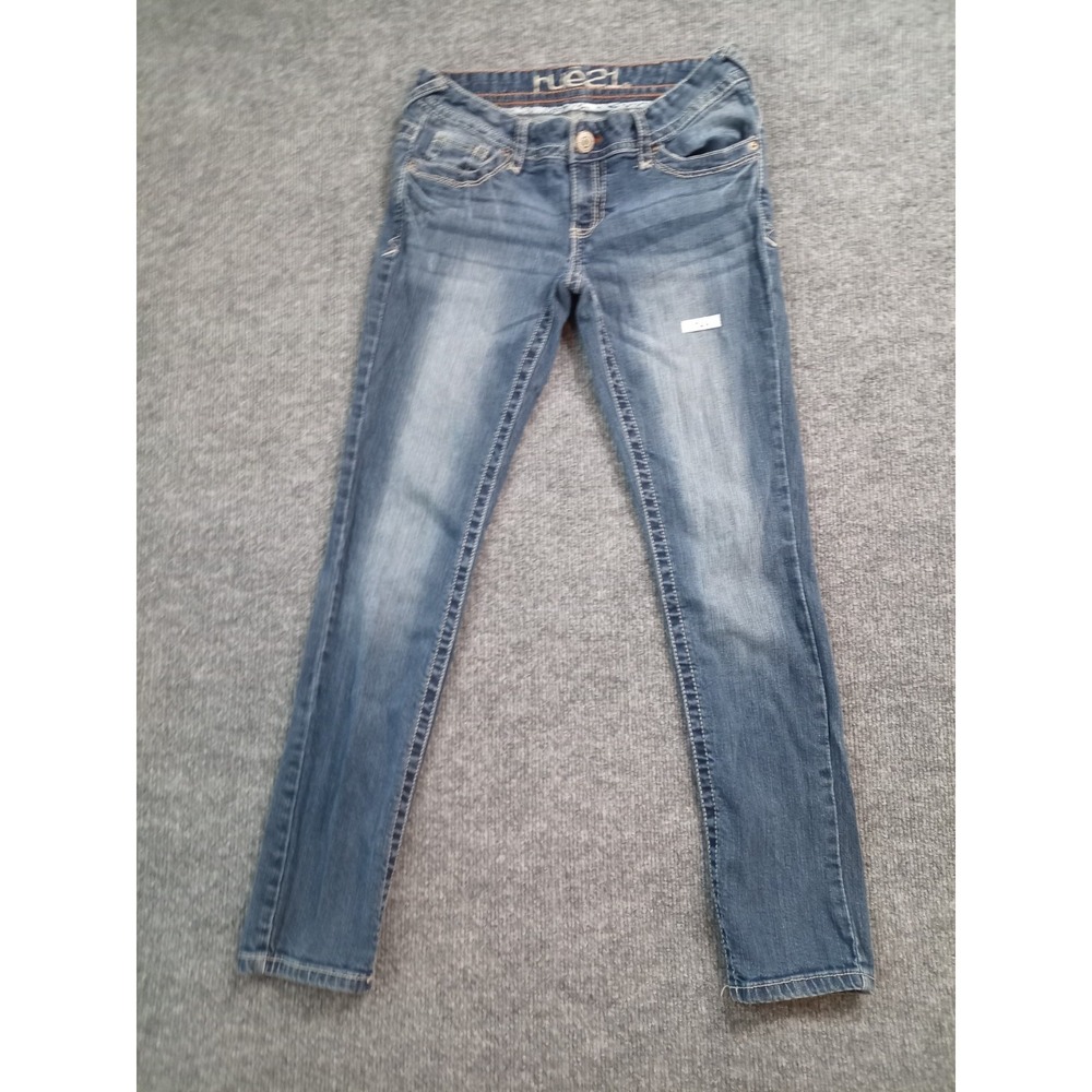 Y2K Mudd Low Rise Skinny Jeans Juniors 1/2 Short Stretch Blue Denim
